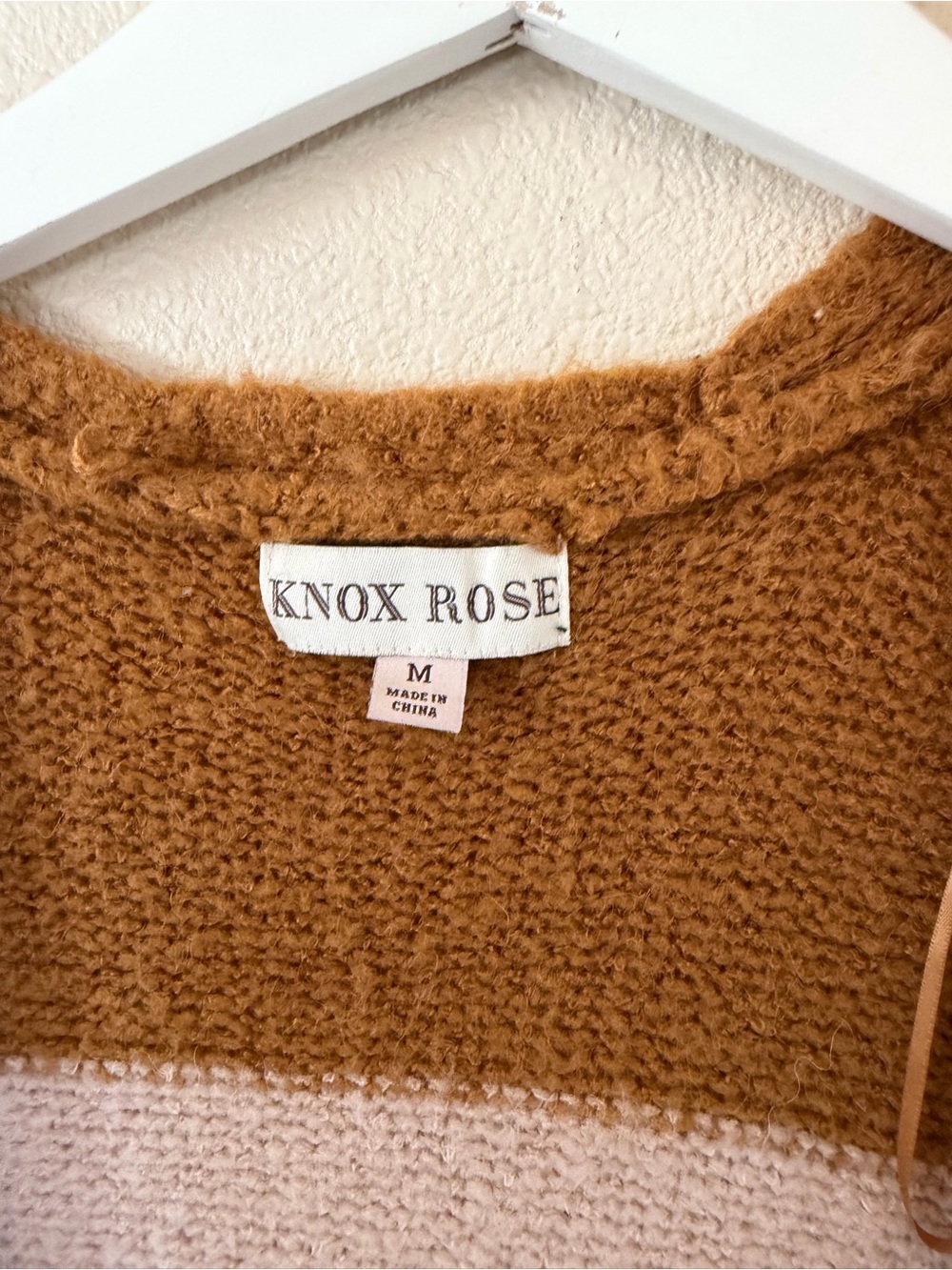 Knox Rose Two-Tone Brown and Cream Knit Sweater - Picture 3 of 3